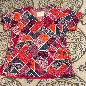 Vera Bradley Patchwork Medical Scrub Top Size Small Colorful Pink Orange
